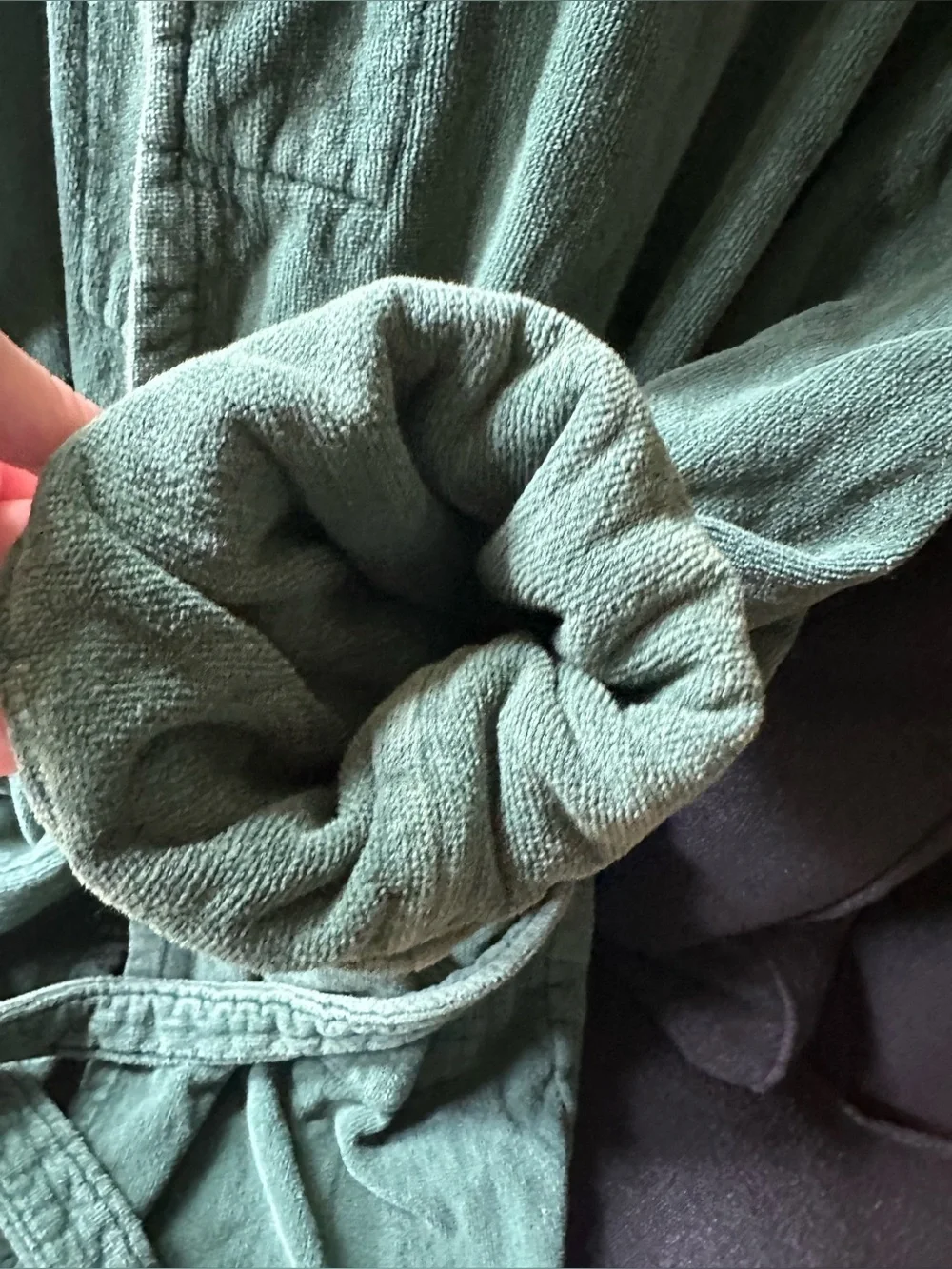 VINTAGE• Charter Club • forest green • 100% cotton • long spa bath robe • turkey